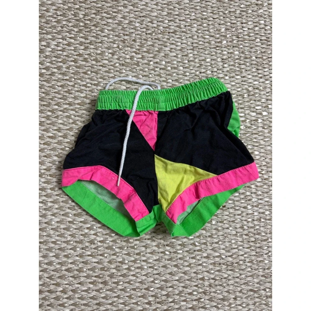 Vintage Hi Dives Neon Colorblock Baby Shorts 12M Retro 80s 90s skate surf skater